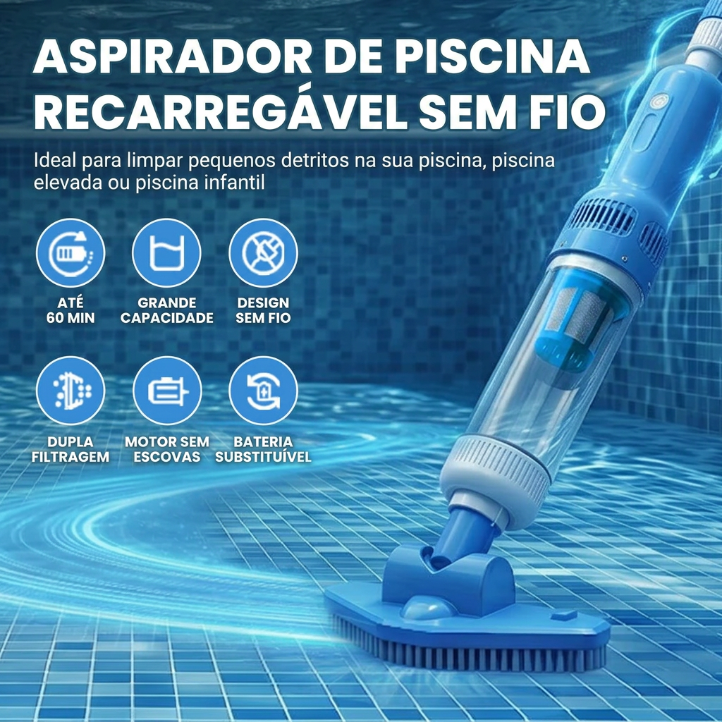 Aspirador de Piscina Sem Fio 3 em 1 Pro